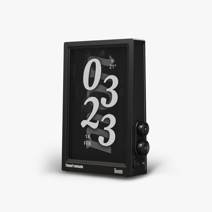 Divoom Times Frame Pure noir affichant l'heure