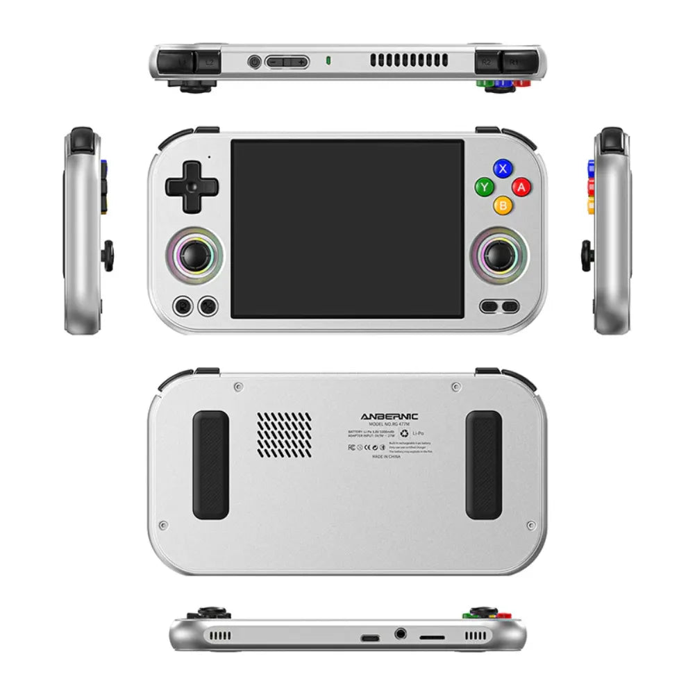ANSBERNIC RG477M, console portable, écran 4,7", contrôleurs, design métallique, haut de gamme pour l'émulation.