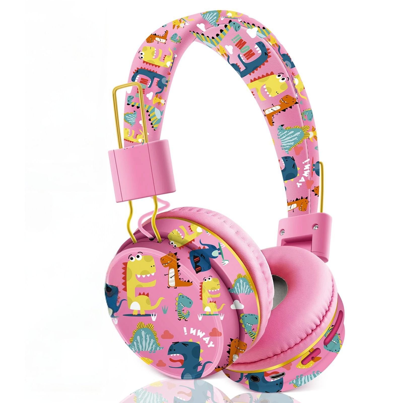 Casque Audio enfant rose dinosaure pour nos petites aventurières