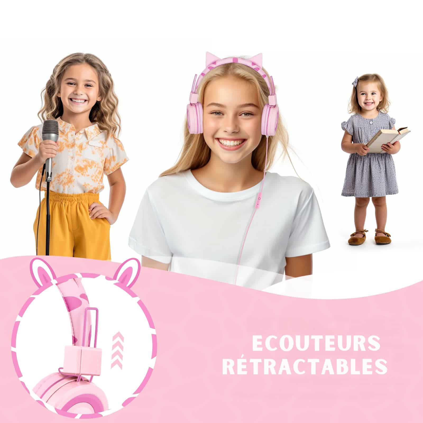Casque audio enfant rétractable pour être transporté partout sans encombre