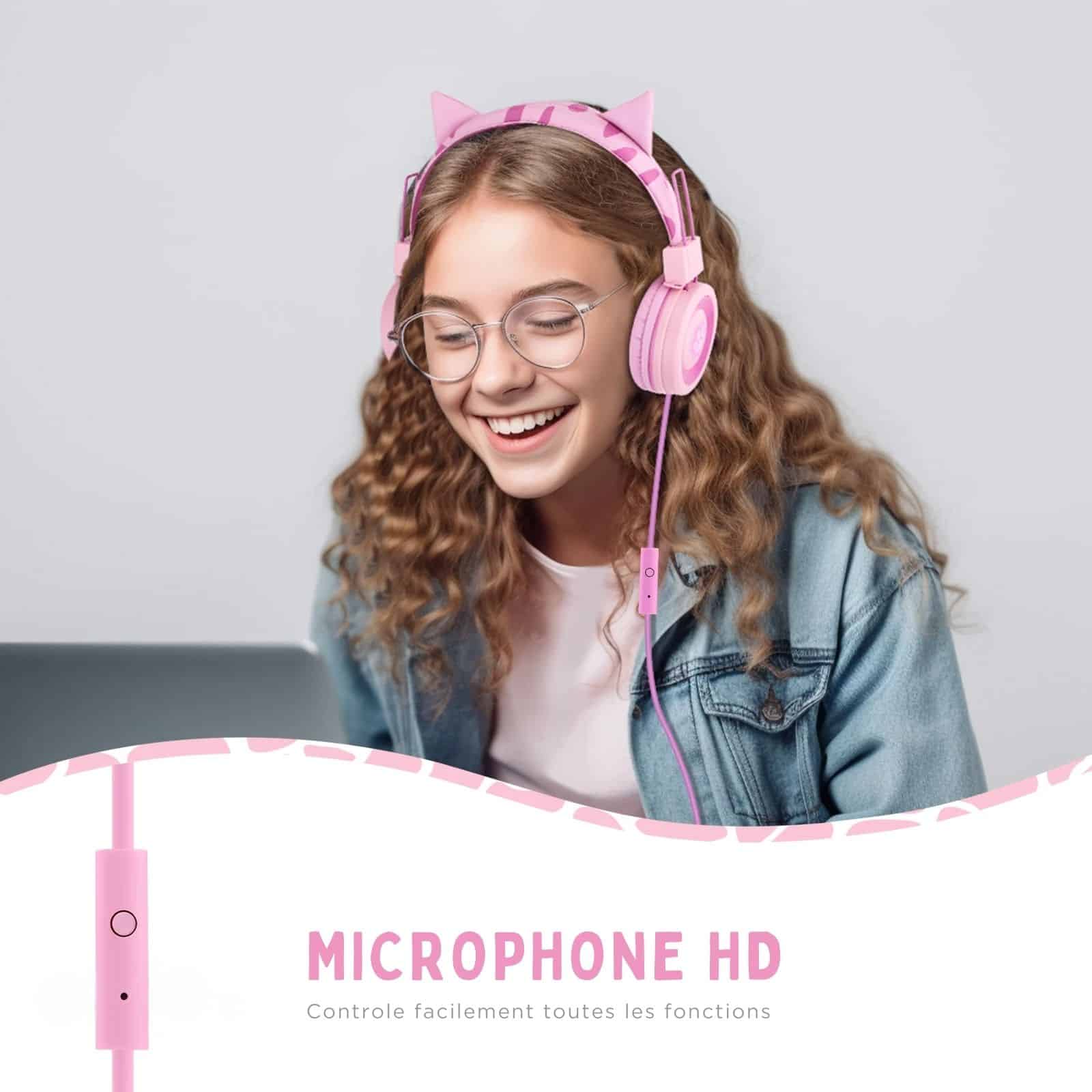 Ce casque audio enfant intègre un microphone parfait pour communiquer avec tes copines