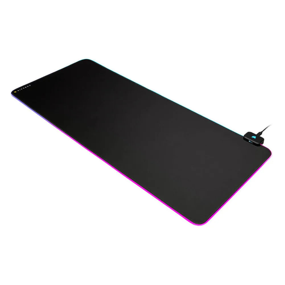 Corsair MM700 RGB XXL gaming mouse pad with three customizable RGB zones and a USB hub.