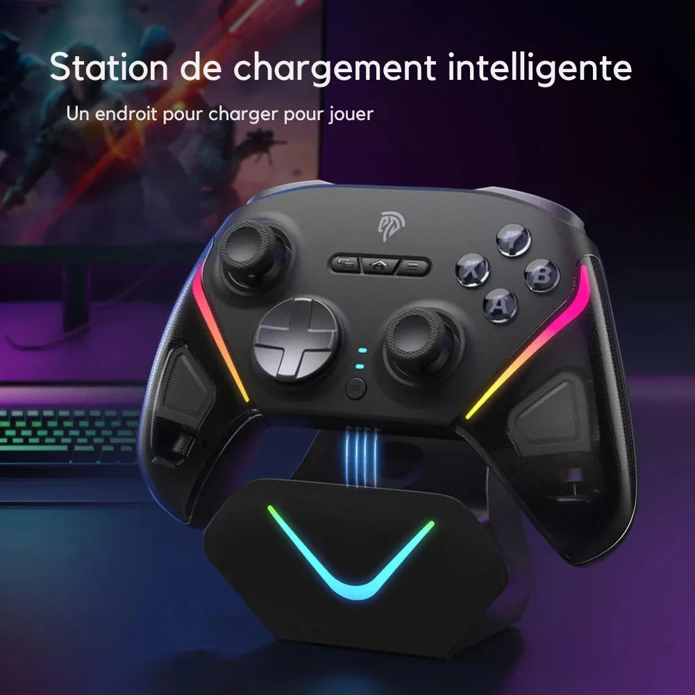 Manette EasySMX D10 Violet : TMR sticks, dock, 1000Hz sur station de chargement intelligente.
