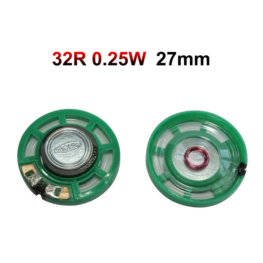 Haut-parleur rond de remplacement pour console rétro, vendu par lot de 2 — 32 Ω 0,25 W 27 mm