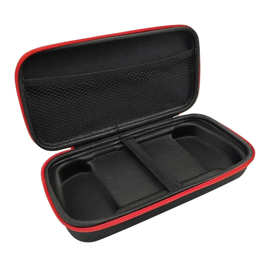 Housse Anbernic RG556 ouverte, étui rigide de protection nomade pour console portable.