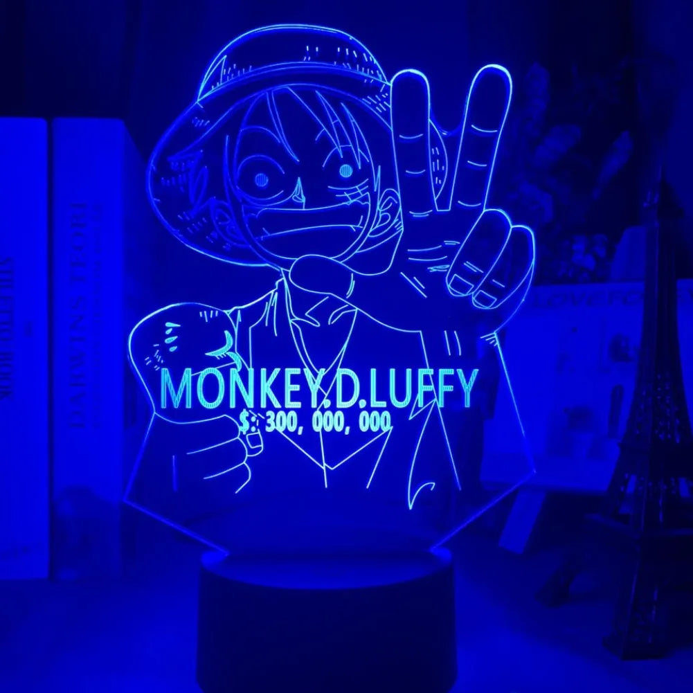 Lampe 3D Monkey D. Luffy avec éclairage