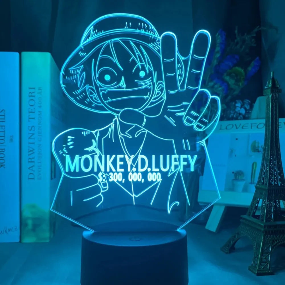 Lampada 3D Monkey D. Luffy con illuminazione multicolore