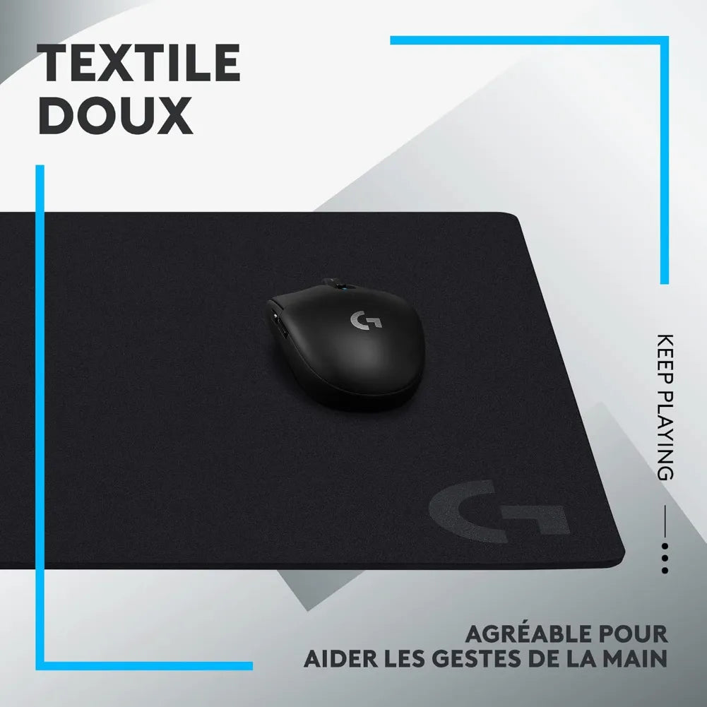Logitech G G640 gaming mouse pad with soft textile surface designed for optimal hand movement and control.