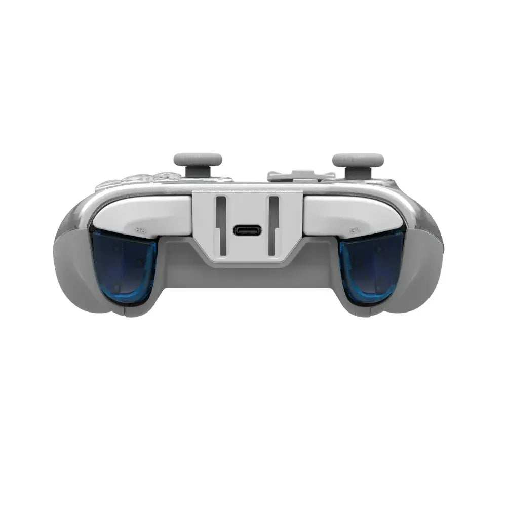 Manette Flydigi Apex 4 vue de dessus avec joysticks et port USB-C, design moderne et ergonomique.