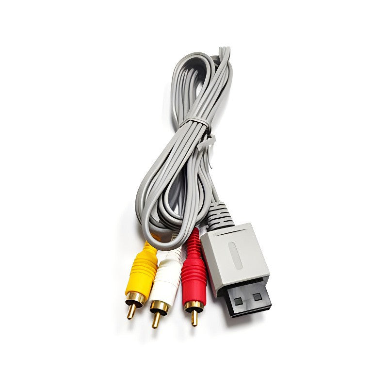 Câble AV composite 1,8 m pour Wii et Wii U, connecteur AV Multi Out et trois fiches RCA jaune, rouge et blanche