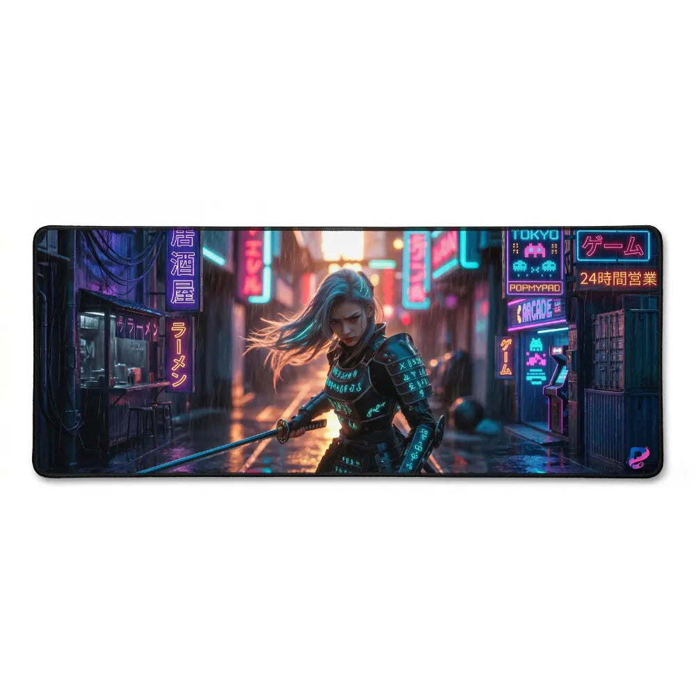 Tapis de souris XXL Cyberpunk Samurai | PopMyPad | 900x400mm | 3 mm | Vitesse et Précision.