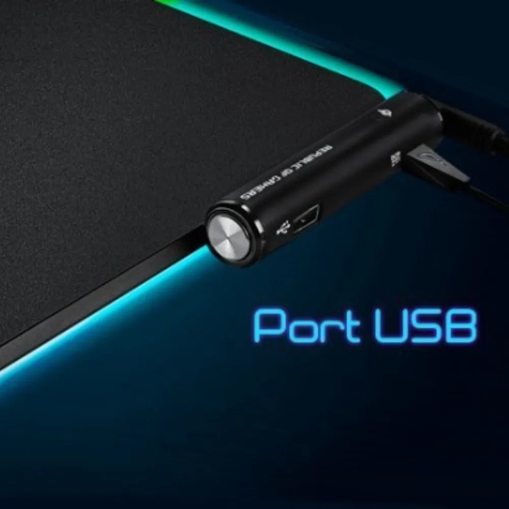 ROG Balteus Qi gaming mouse pad with USB port and RGB lighting features, enhancing gaming setup.