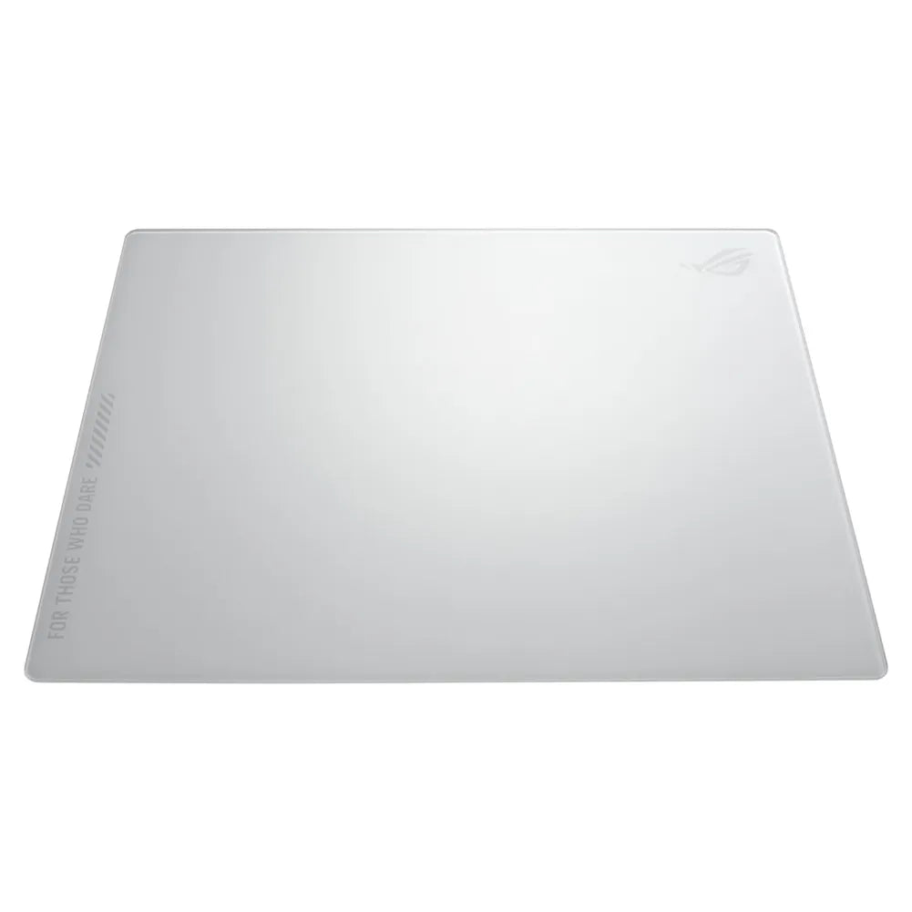 ROG Moonstone Ace L Blanc gaming mouse pad, tempered glass 9H, ultra-smooth surface for pixel-perfect tracking.
