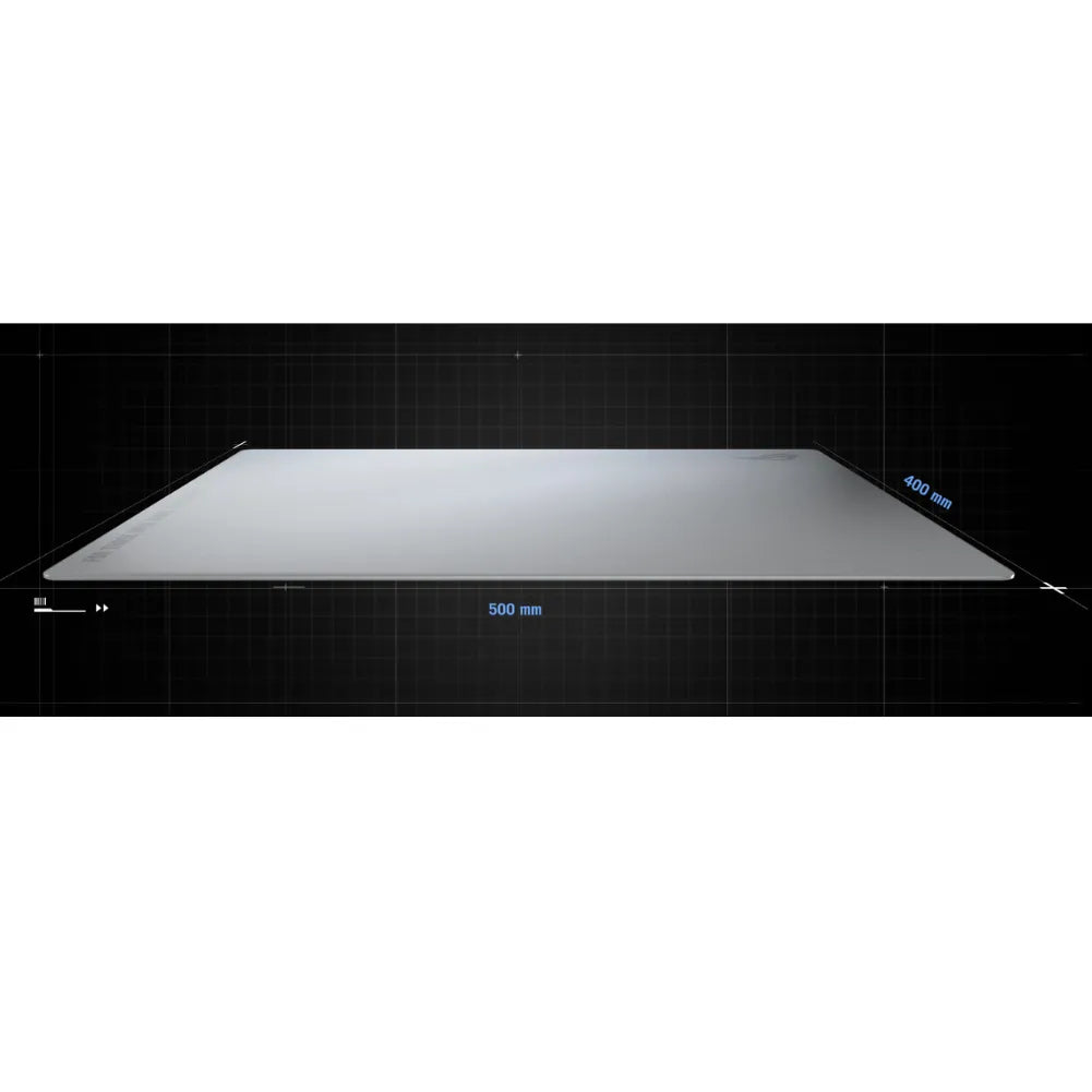 ROG Moonstone Ace L Noir gaming mouse pad dimensions 500mm x 400mm, sleek tempered glass surface for gaming.