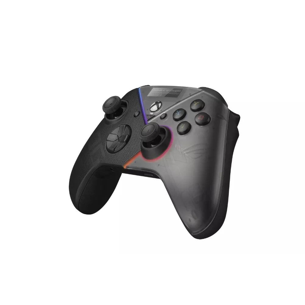 Manette ROG Raikiri avec gâchettes réglables et boutons intuitifs, compatible PC et Xbox.