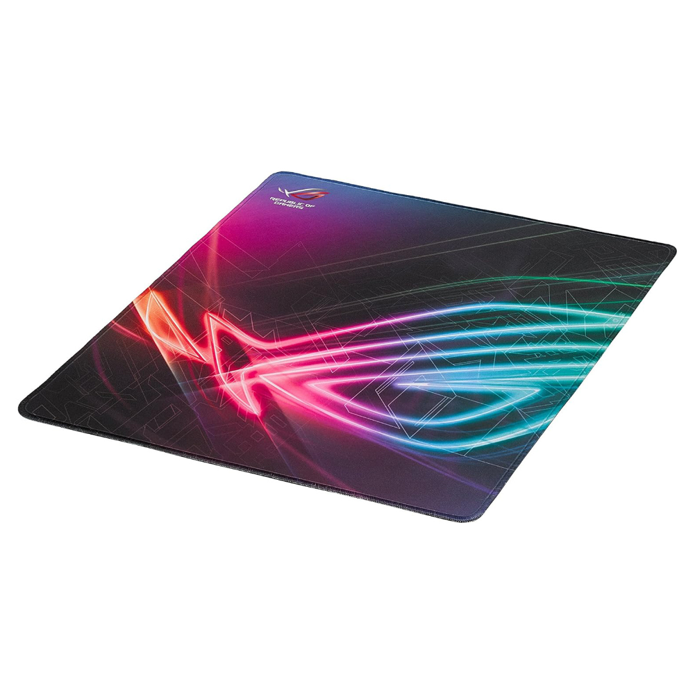 ROG Strix Edge tapis de souris gaming vertical avec design coloré et surface texturée pour glisse fluide.