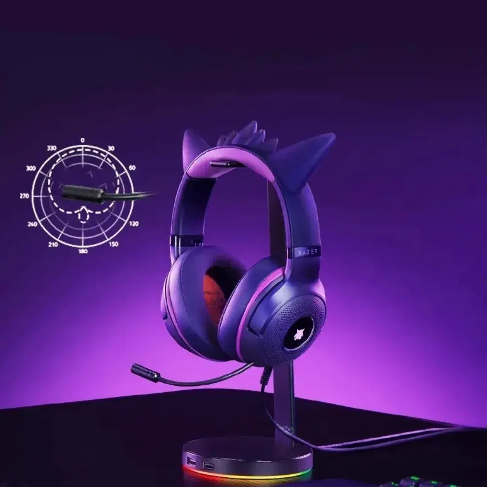 Casque Pokémon Razer Gengar sur setup RGB