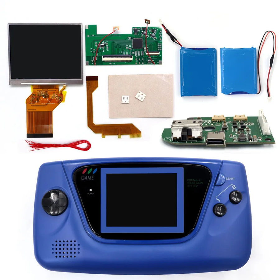 Kit écran rétroéclairé Hispeedido pour Game Gear, version avec coque bleue — visuel 12