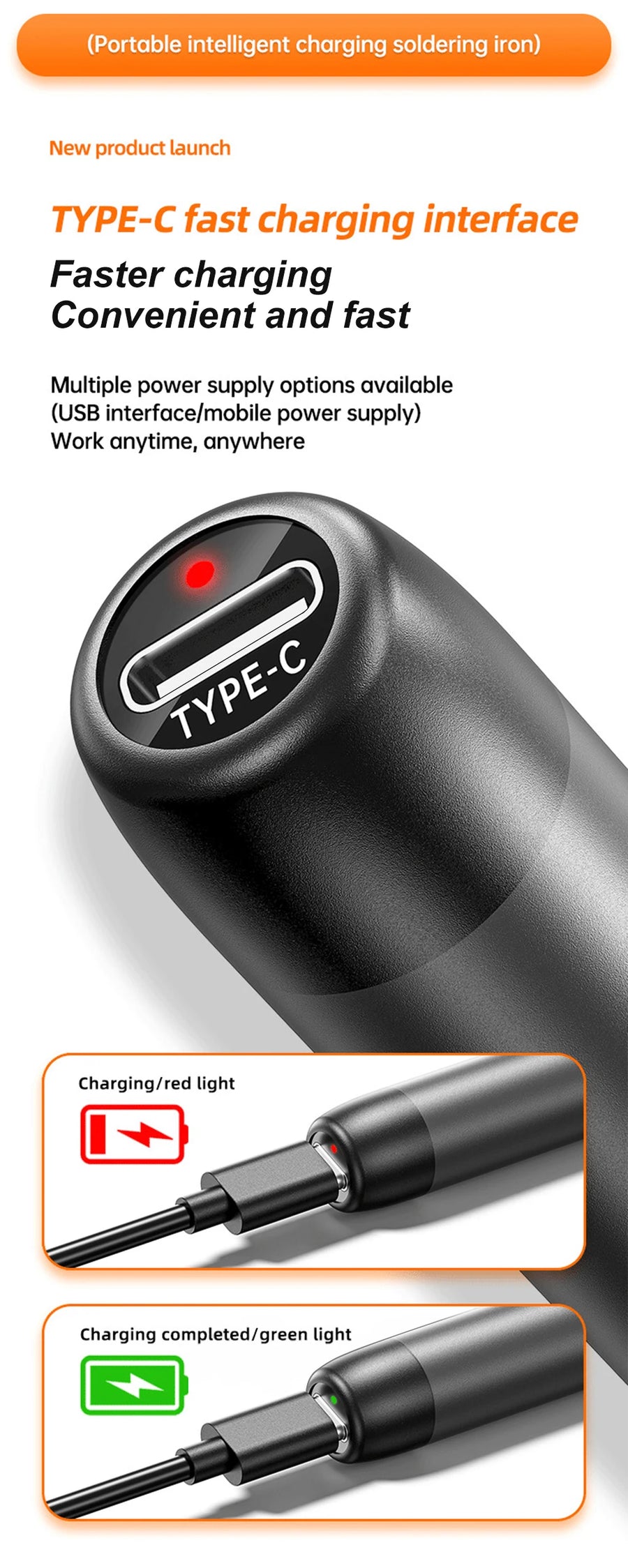 Fer à souder sans fil USB-C JCD C200, température réglable de 300 à 450 °C — visuel 17