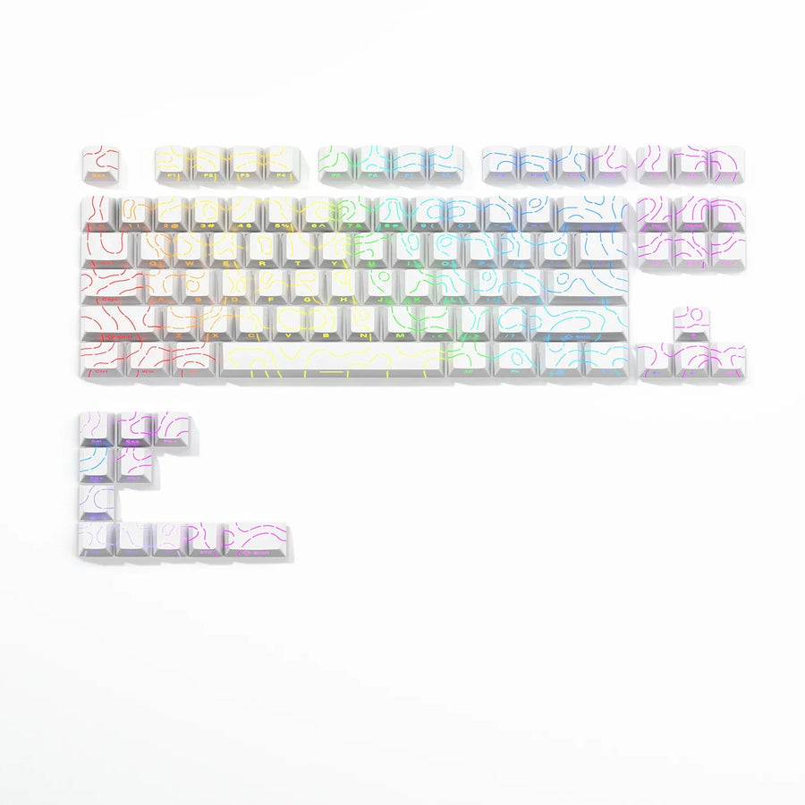 Keycaps PBT topographiques à légendes latérales pour clavier mécanique à tiges MX — Blanc / Lot de 97
