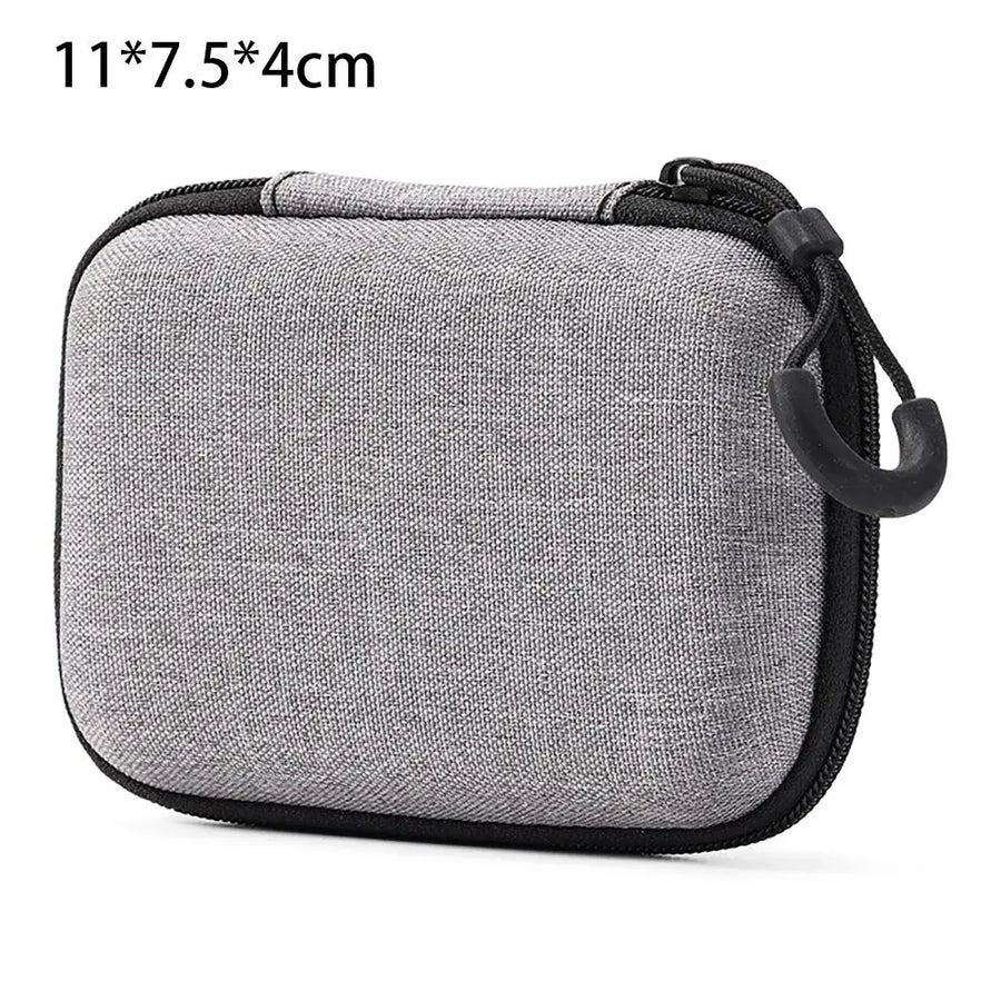 Étui de transport zippé pour console portable rétro, câbles et cartes microSD — 11 × 7,5 × 4 cm