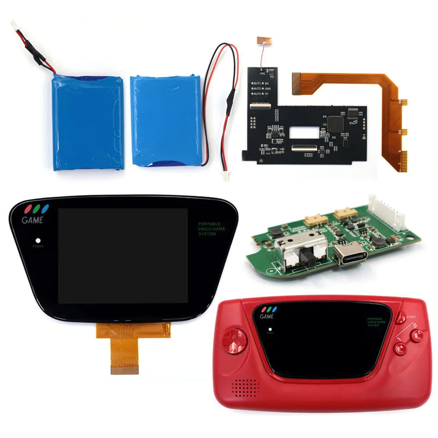 Kit écran IPS Game Gear avec coque rouge et batterie