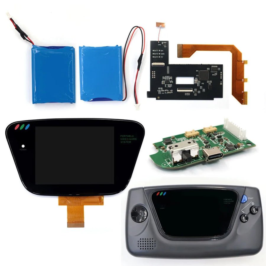 Kit écran IPS Game Gear avec coque grise et batterie