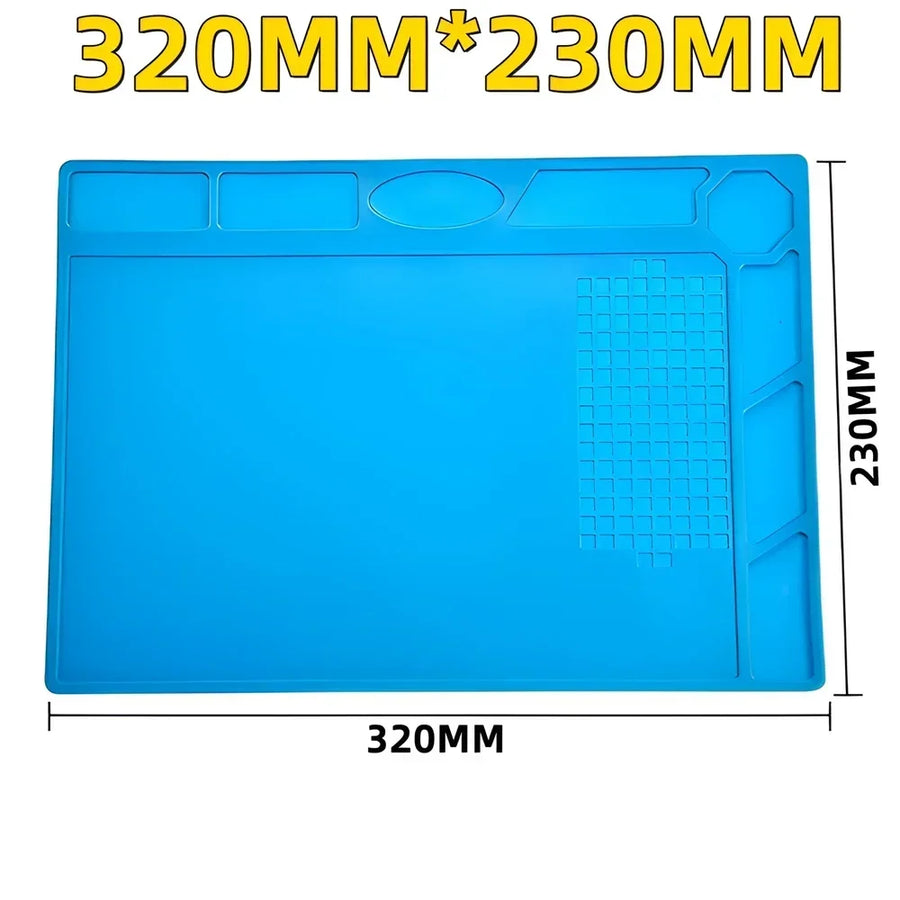 Tapis de soudure en silicone magnétique antistatique pour atelier de réparation — S336 — 320 × 230 mm