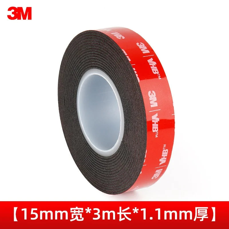 Ruban adhésif double face mousse noire 1,1 mm, rouleau de 3 m pour atelier et modding rétro — 15 mm / 3 m / 1,1 mm