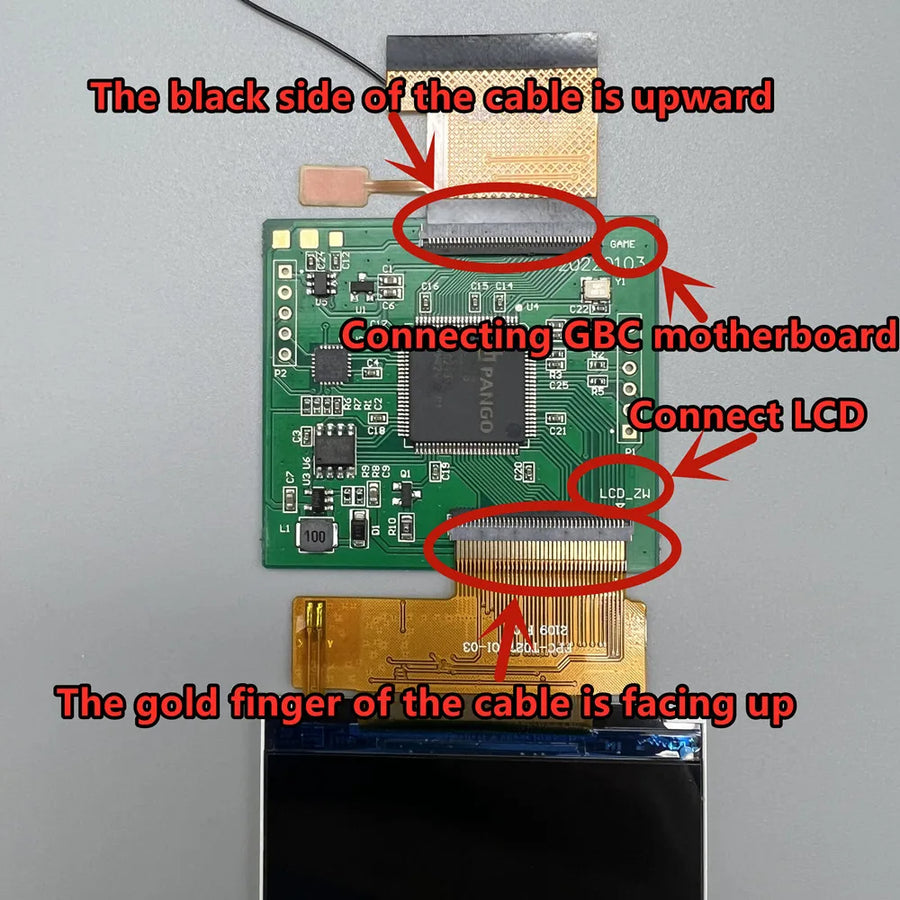 Écran IPS 2,6 pouces de remplacement pour Game Boy Color, avec nappe de connexion et vitre de protection — visuel 7
