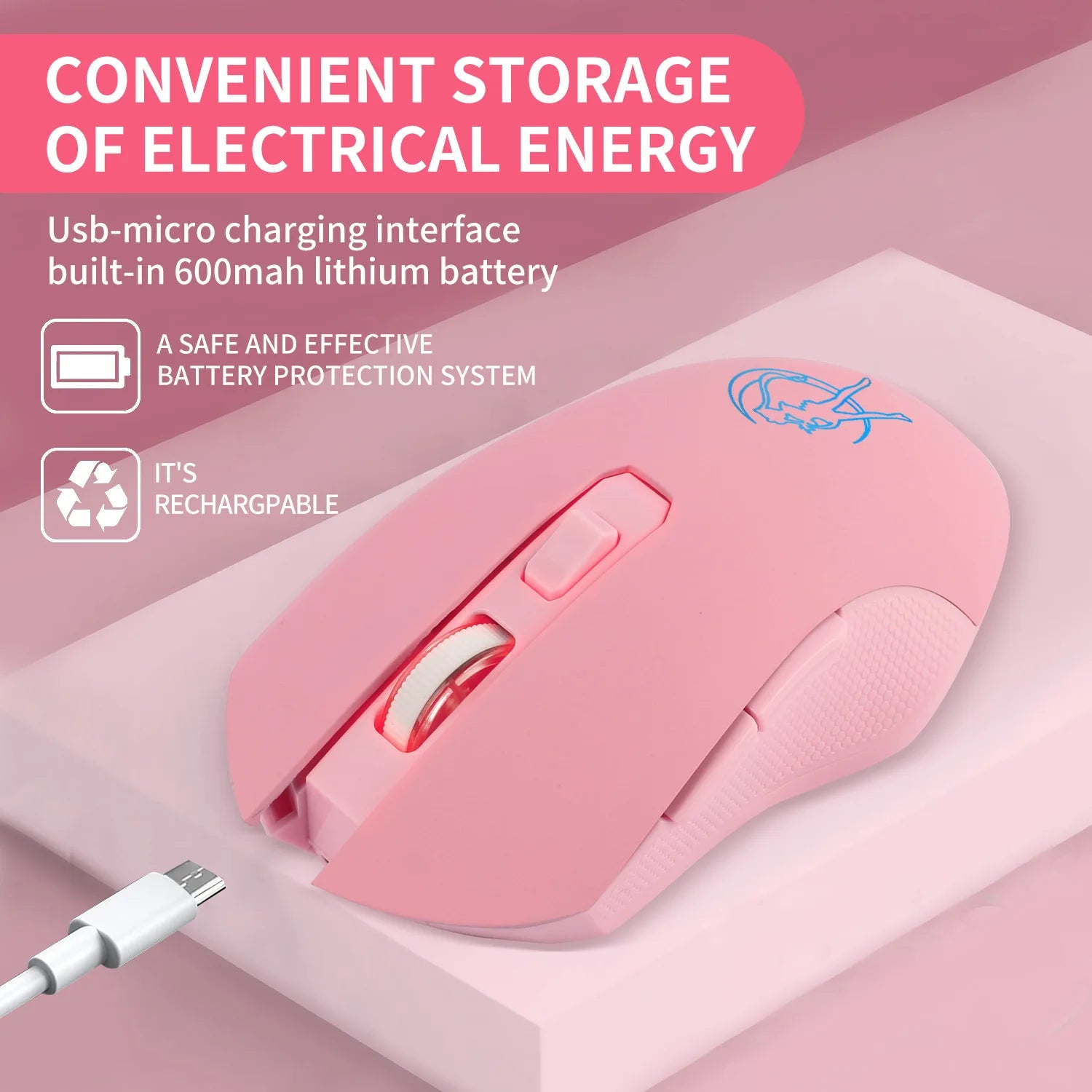 Wireless Pink Gaming Mouse