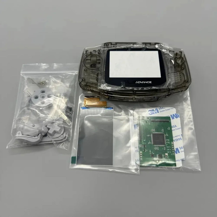 Kit écran IPS 2,9 pouces et coque de remplacement pour Game Boy Advance AGB-001 — Noir transparent