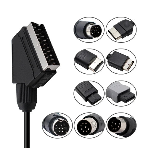 RetroScaler 1.8 m RGB SCART cable for retro consoles — 11 versions, from Mega Drive to Xbox 360
