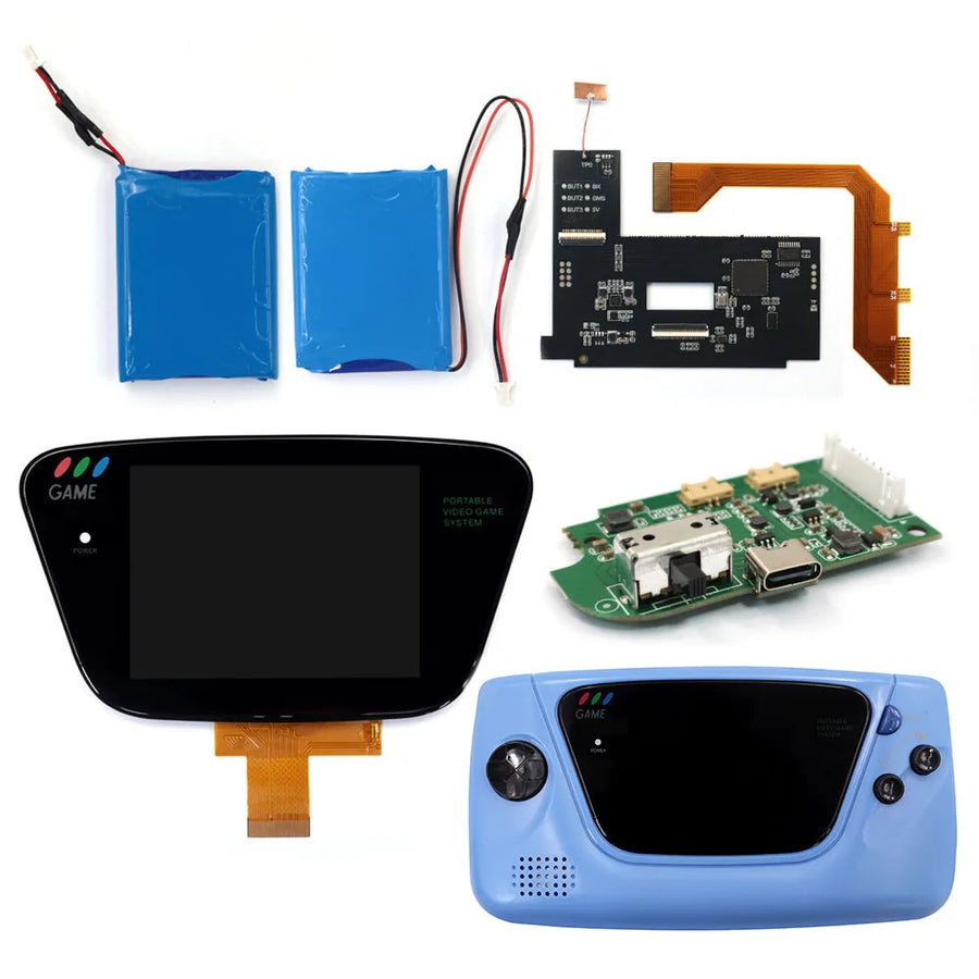 Kit écran IPS Game Gear avec coque bleu clair et batterie
