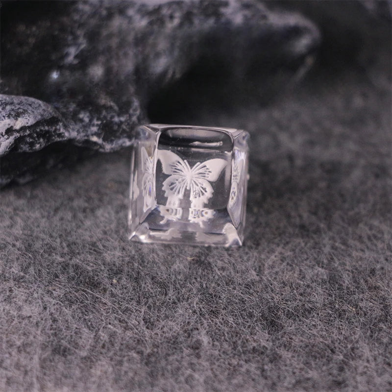 Capuchon de touche papillon en résine translucide pour clavier mécanique à tige MX — Blanc / SA