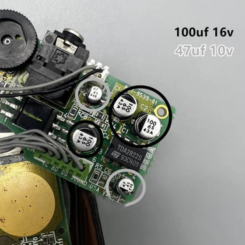 Valeurs des condensateurs de la carte d'alimentation Game Gear
