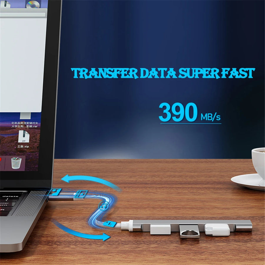 Hub USB 4 ports avec câble court, connecteur USB-A ou USB-C — visuel 13