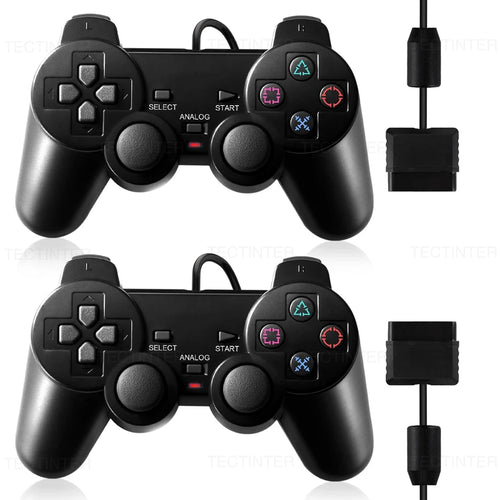 Wired controller compatible with PS2 and PS1 — vibration, single or pair