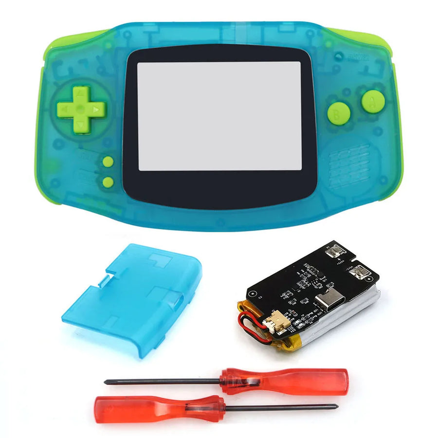 Coque GBA Hispeedido avec batterie rechargeable, coloris bleu translucide et vert — visuel 24