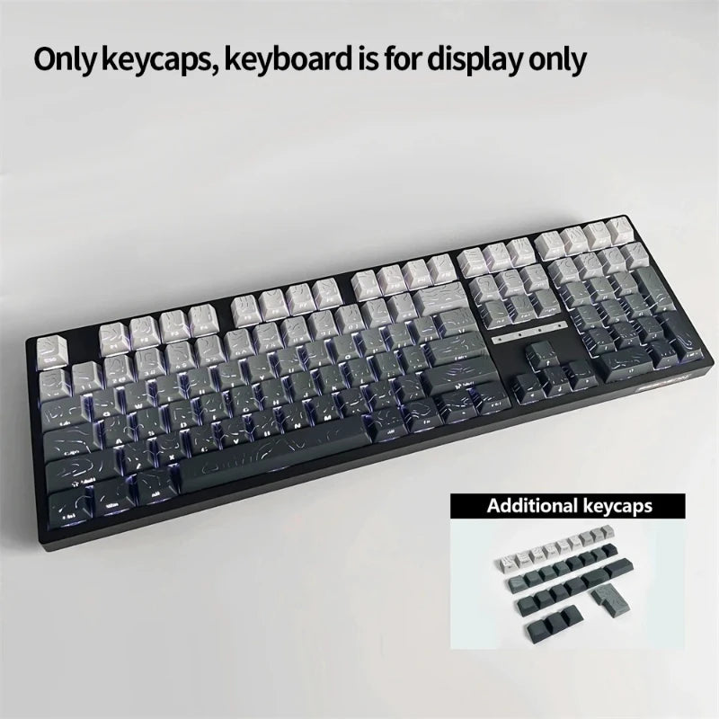 Keycaps PBT topographiques à légendes latérales pour clavier mécanique à tiges MX — Jour polaire / Lot de 133