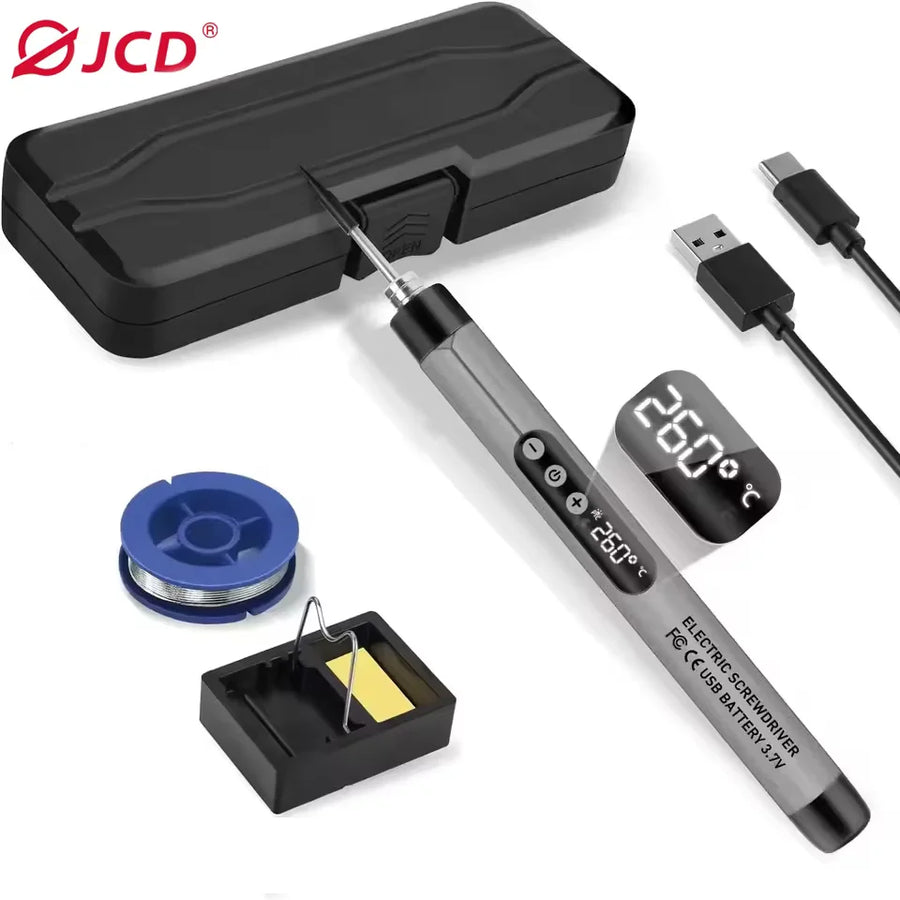 Fer à souder sans fil USB-C JCD C200, température réglable de 300 à 450 °C — C200L / Gris