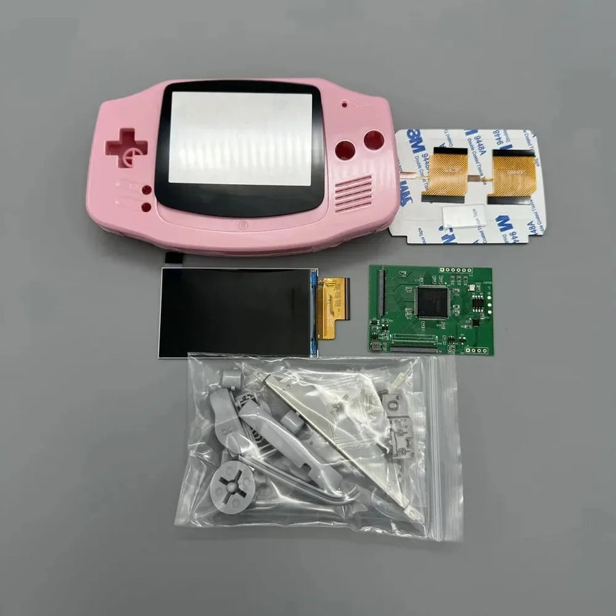 Kit écran IPS 2,9 pouces et coque de remplacement pour Game Boy Advance AGB-001 — Rose