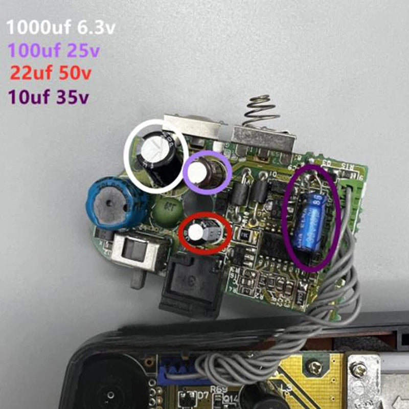 Valeurs des condensateurs de la carte mère Game Gear