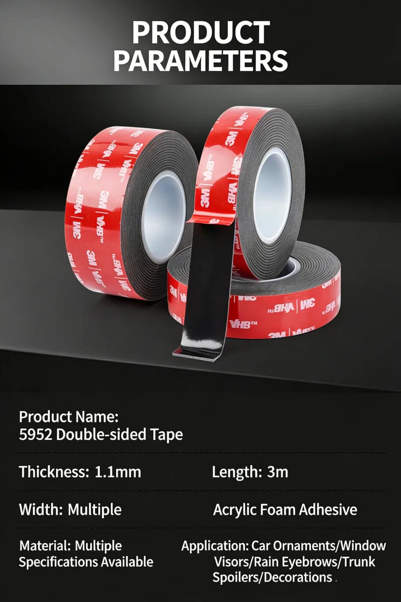 Ruban adhésif double face mousse noire 1,1 mm, rouleau de 3 m pour atelier et modding rétro — visuel 16