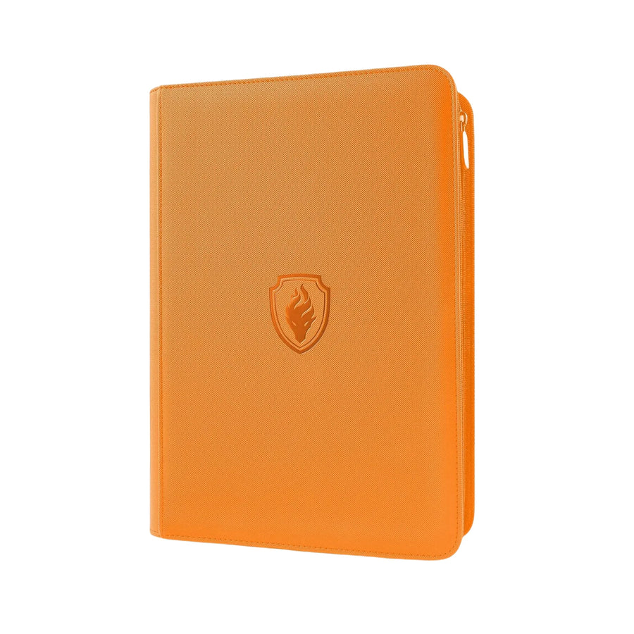 Zip 9-pocket card binder, orange cover