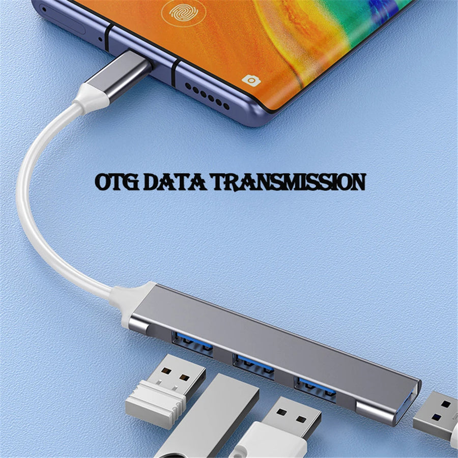 Hub USB 4 ports avec câble court, connecteur USB-A ou USB-C — visuel 6