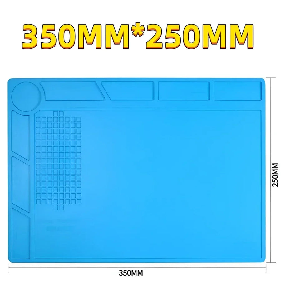 Tapis de soudure en silicone magnétique antistatique pour atelier de réparation — S130 — 350 × 250 mm