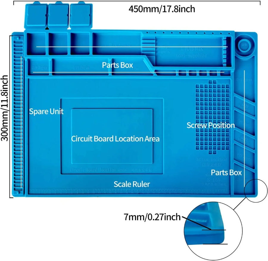 Tapis de réparation en silicone avec compartiments magnétiques pour la soudure et le démontage — visuel 18