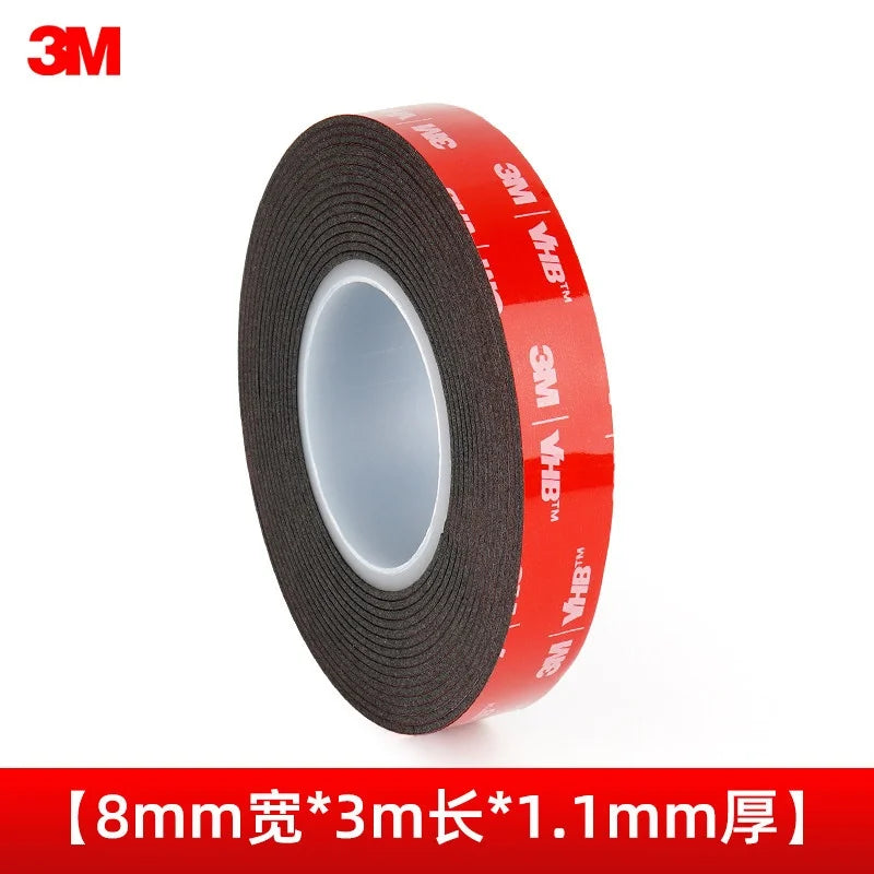 Ruban adhésif double face mousse noire 1,1 mm, rouleau de 3 m pour atelier et modding rétro — 8 mm / 3 m / 1,1 mm
