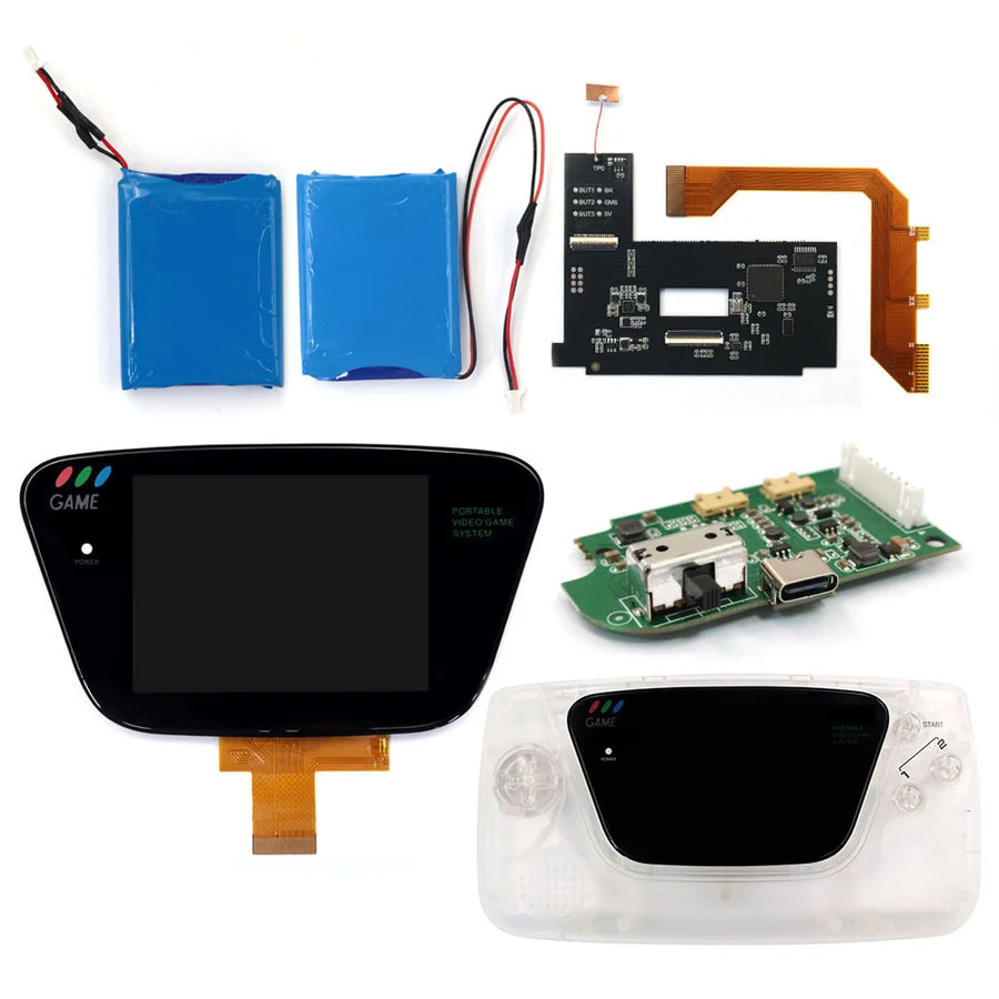 Kit écran IPS Game Gear avec coque blanc translucide et batterie